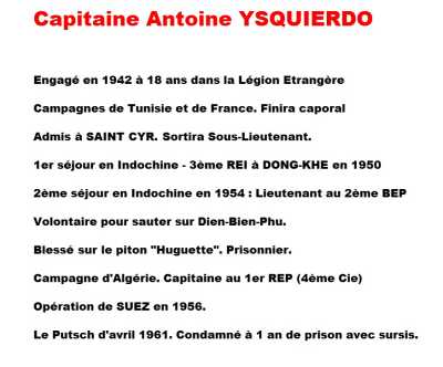  Capitaine  Antoine YSQUIERDO 
----  
Biographie