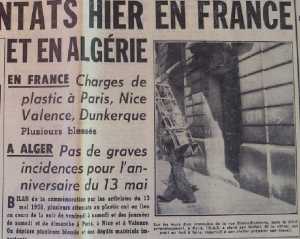  Mai 1961
les premiers plasticages
NICE - VALENCE - DUNKERQUE
