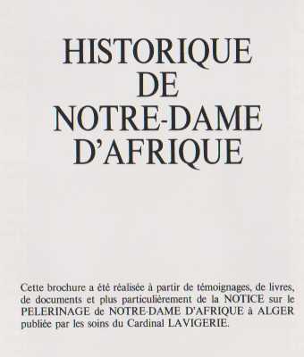 Historique de Notre-Dame d'Affrique