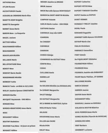  Liste des 160 combattantes OAS (1) 
