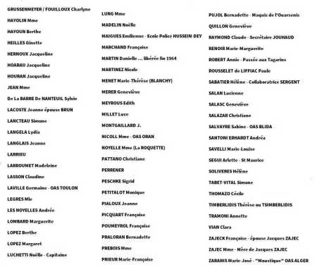  Liste des 160 combattantes OAS (2) 
