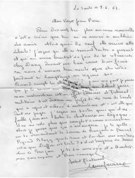 CIANFARANI - Lettre du 9 avril 1963
Pascal PIGEARD - BLAZY - DUFFIER 
Yves LO CICERO