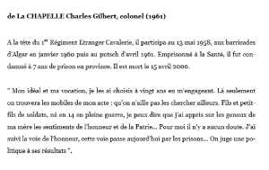  Colonel
Charles DE LA CHAPELLE 
---- 
Biographie
