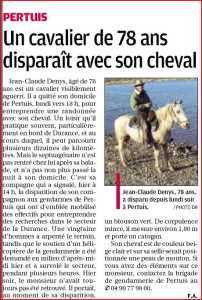   Jean-Claude DENYS  
a disparu avec son cheval