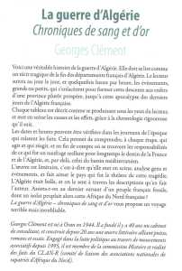 LA GUERRE d'ALGERIE 
---- 
Chroniques de Sang et d'Or
par Georges CLEMENT
