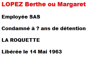  LOPEZ 
Berthe ou Margaret
