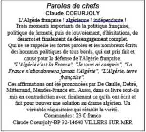  Paroles de Chefs 
---- 
Claude COEURJOLY
