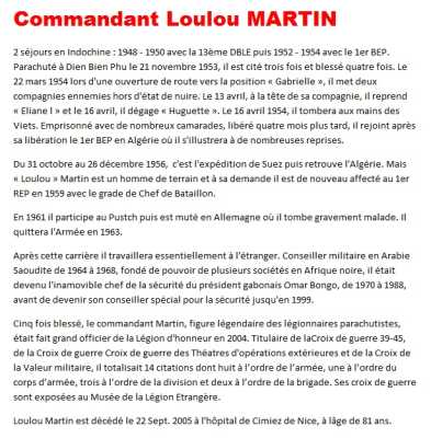  Cdt Loulou MARTIN 
 Biographie
