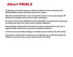   Albert PRIELS  
---- 
OAS ALGER / RUISSEAU
