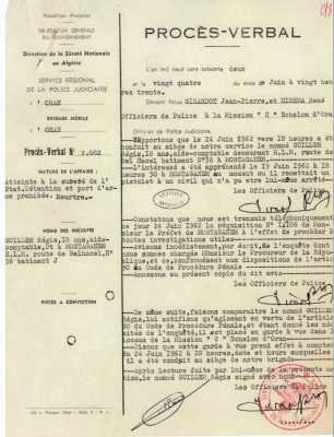  Interrogatoire par la Mission "C" 
d'Oran du 24 Juin 1962
