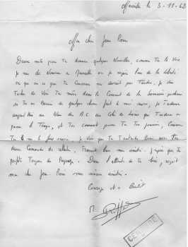  Marcel RIFFARD
Lettre du 3 Novembre 1962