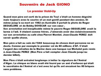 Roger GIONO
 Souvenirs de son fils

Le 1er Hold-Up
