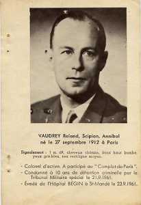   Colonel Roland VAUDREY  
Fiche de Police