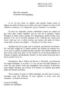  Lieutenant Axel GAVALDON 
---- 
VICHY le 10 Juin 2014
Discours de Louis De CONDE
