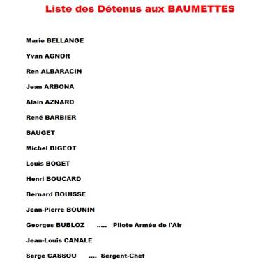 Highlight for Album: Liste des D&eacute;tenus aux BAUMETTES