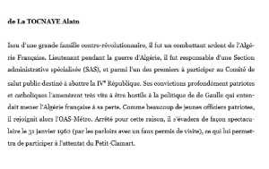  Lieutenant 
Alain BOUGRENET de La TOCNAYE 
---- 
Biographie
