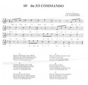 Chanson pour le 3/3 Commando
Paroles et Musique de JB CALENDINI