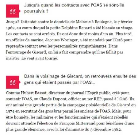  Lieutenant  Claude DUPONT  
---- 
1er REP - L'OAS
Relations avec Giscard ?
