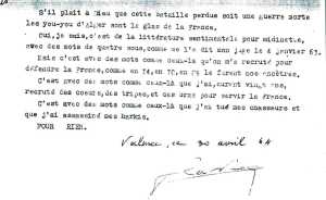   "... les you-you d'Alger sont le glas de la France ...."
Valence le 30 Avril 1964

