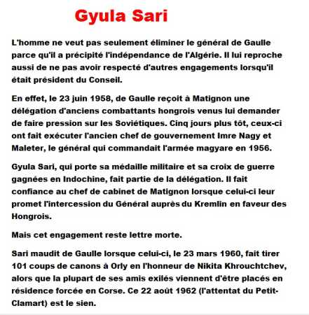   Gyula SARI 
---- 
Le parjure de De Gaulle 
le 23 juin 1958
