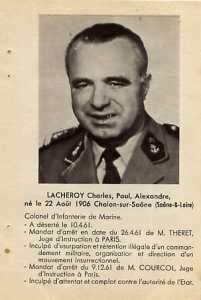  Colonel Charles LACHEROY 
 
Fiche de Police