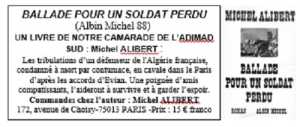  BALLADE 
POUR UN SOLDAT PERDU  
---- 
Michel ALLIBERT
