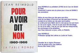  Jean REIMBOLD 
"Pour avoir dit non 1960-1966"