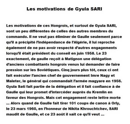  Les motivations de  Gyula SARI
