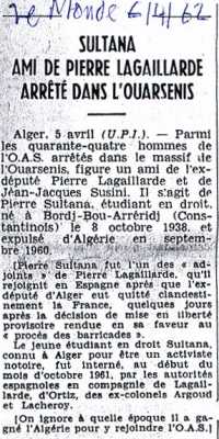 6 Avril 1962
----
Fin du maquis de l'OUARSENIS
Arrestation de   Pierre SULTANA


