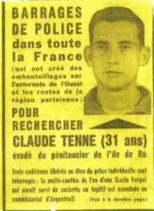  L'Avis de recherche 
concernant Claude TENNE
6 Novembre 1967