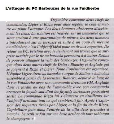 Liquidation du PC Barbouzes
de la rue FAIDHERBE
